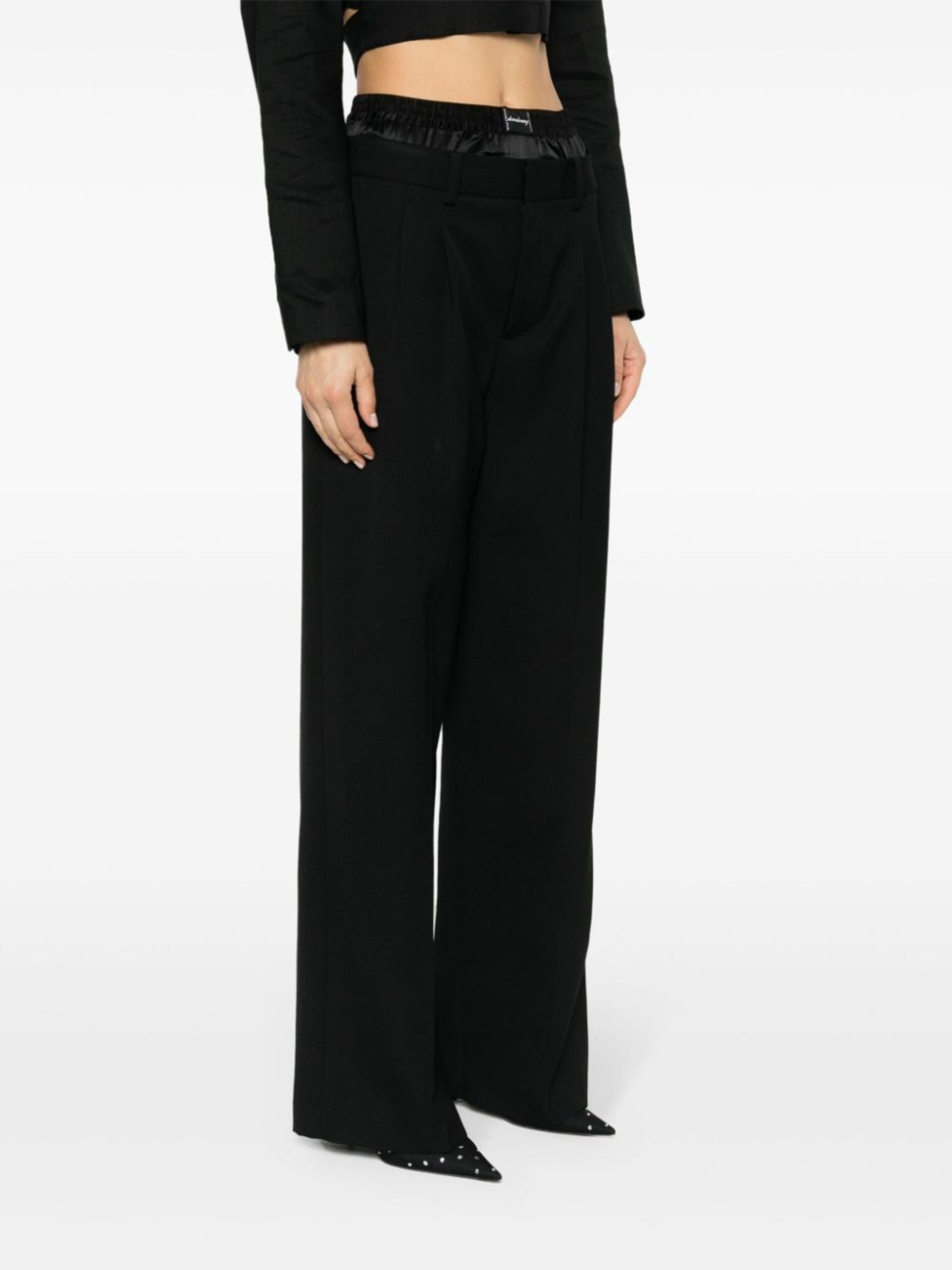 layered-design wool trousers - 3