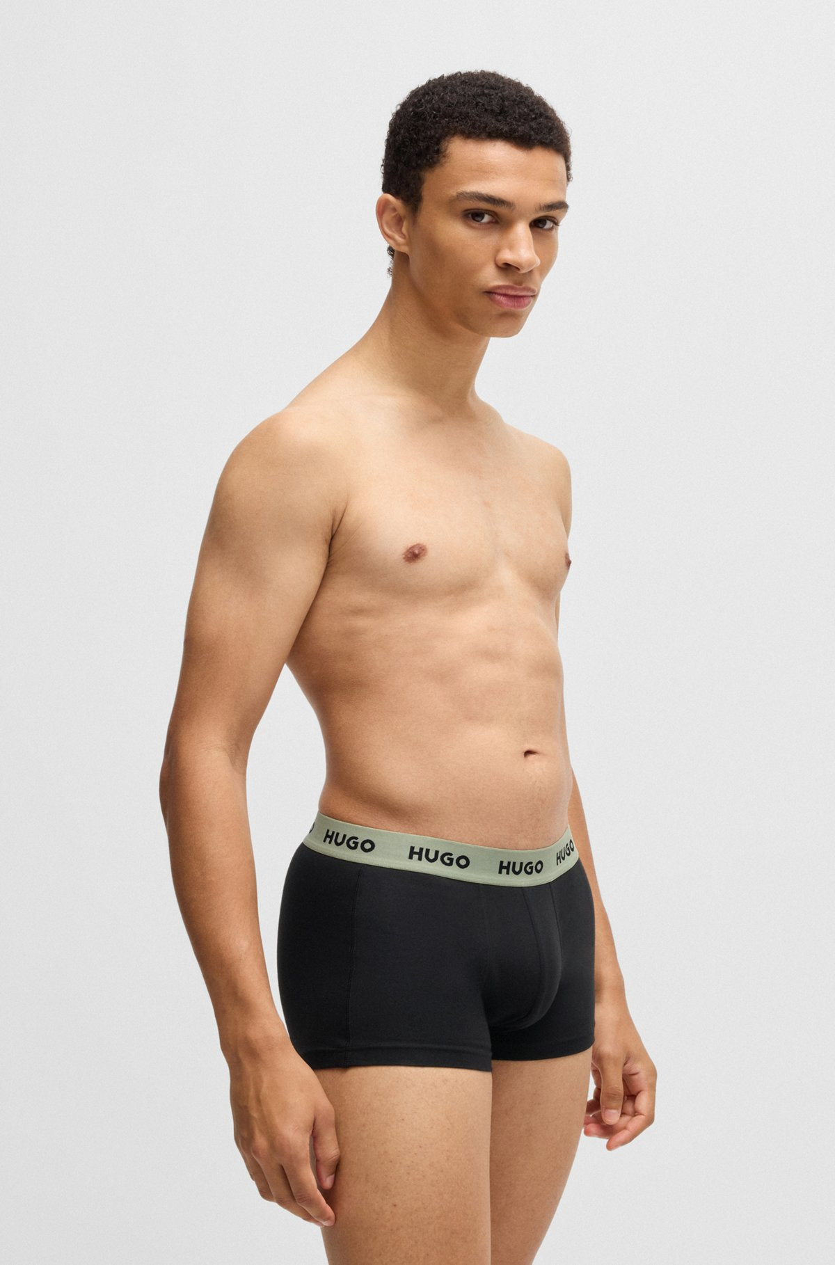 THREE-PACK OF STRETCH-COTTON TRUNKS WITH LOGO WAISTBANDS - 6