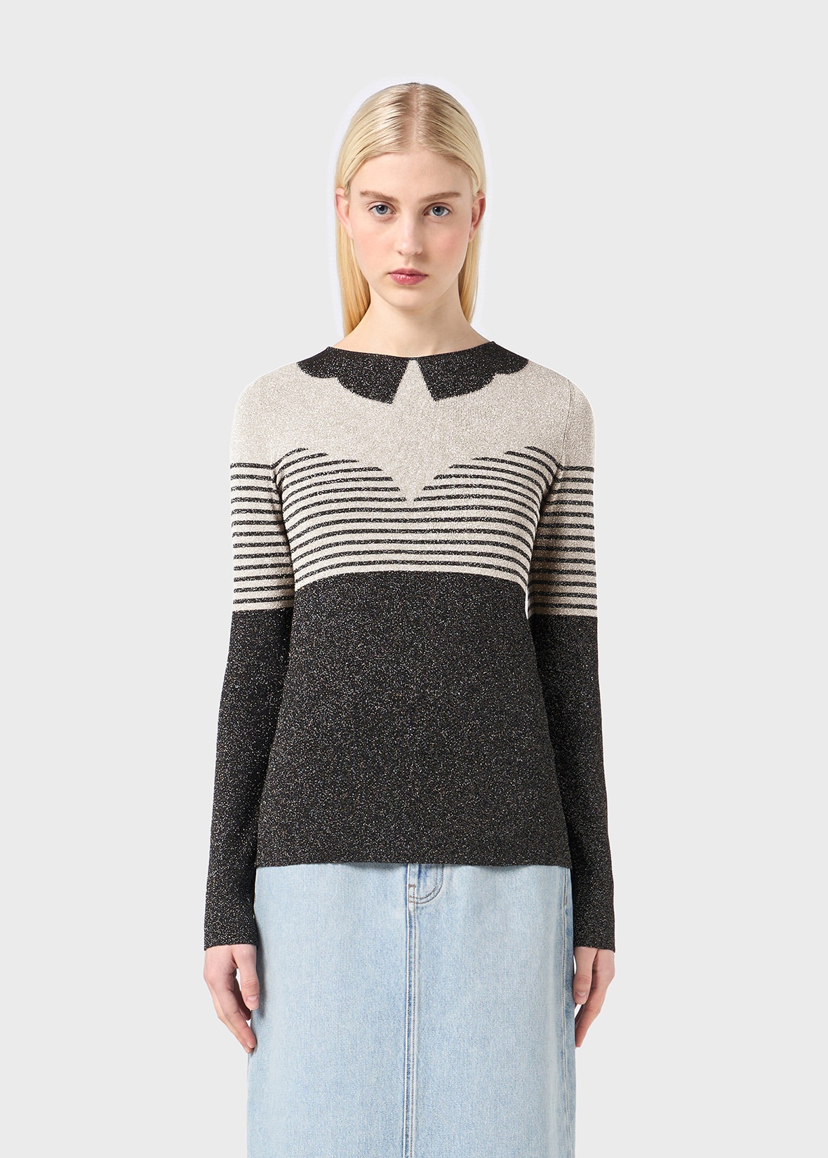 LUREX SWEATER WITH TROMPE L'ŒIL MOTIF - 3