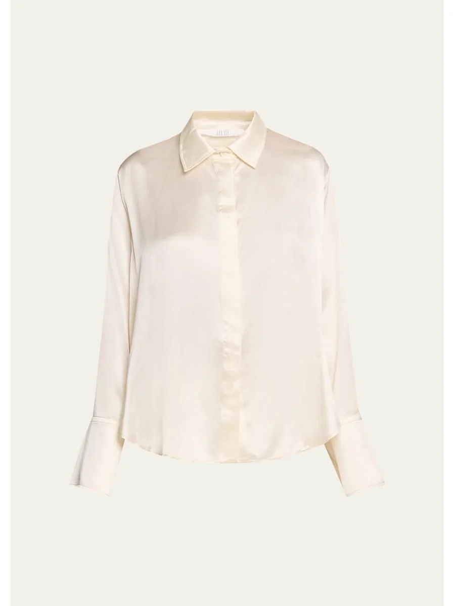 Zoraya Silk Button-Front Shirt - 1