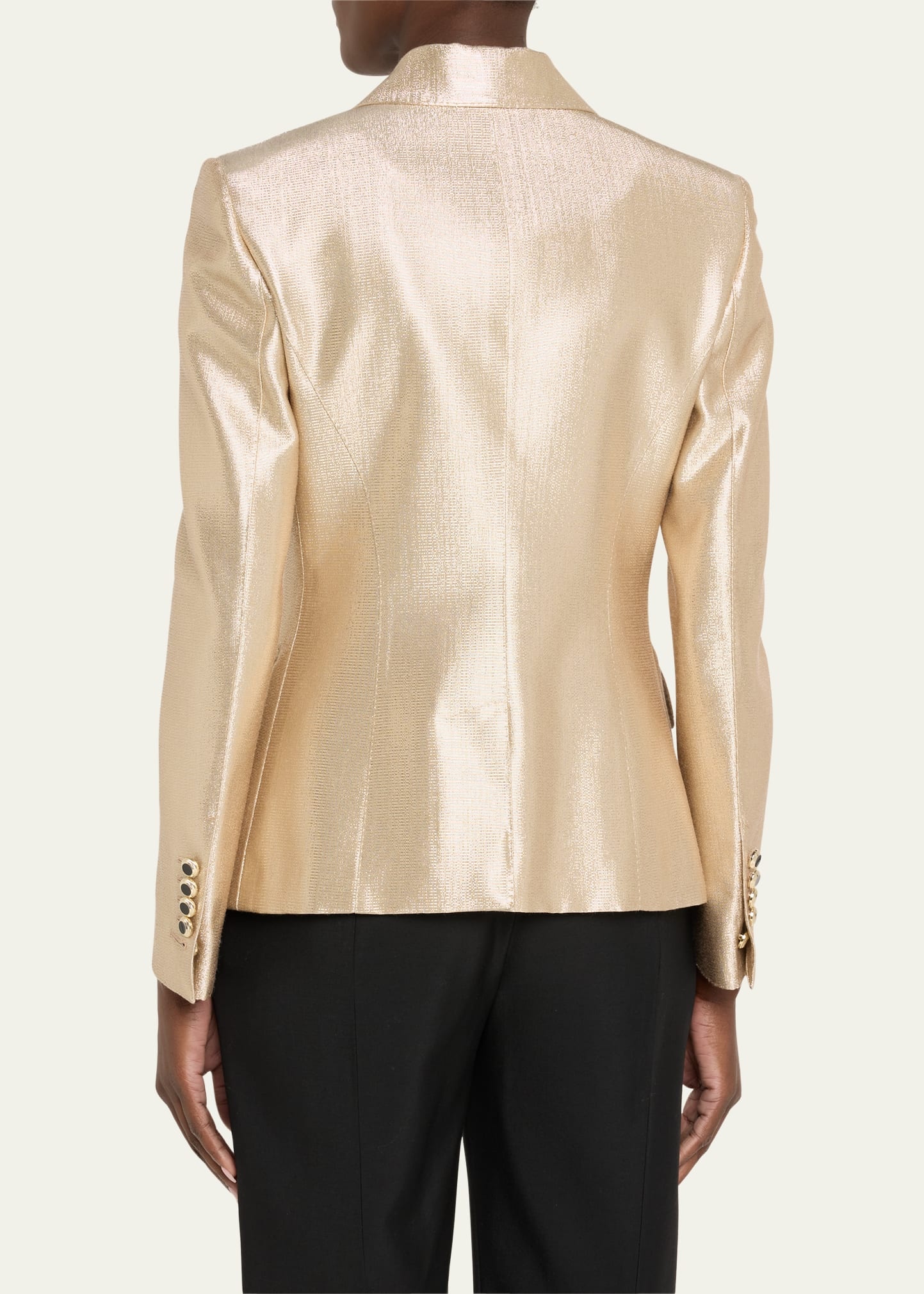 Metallic One-Button Wool Blazer - 3