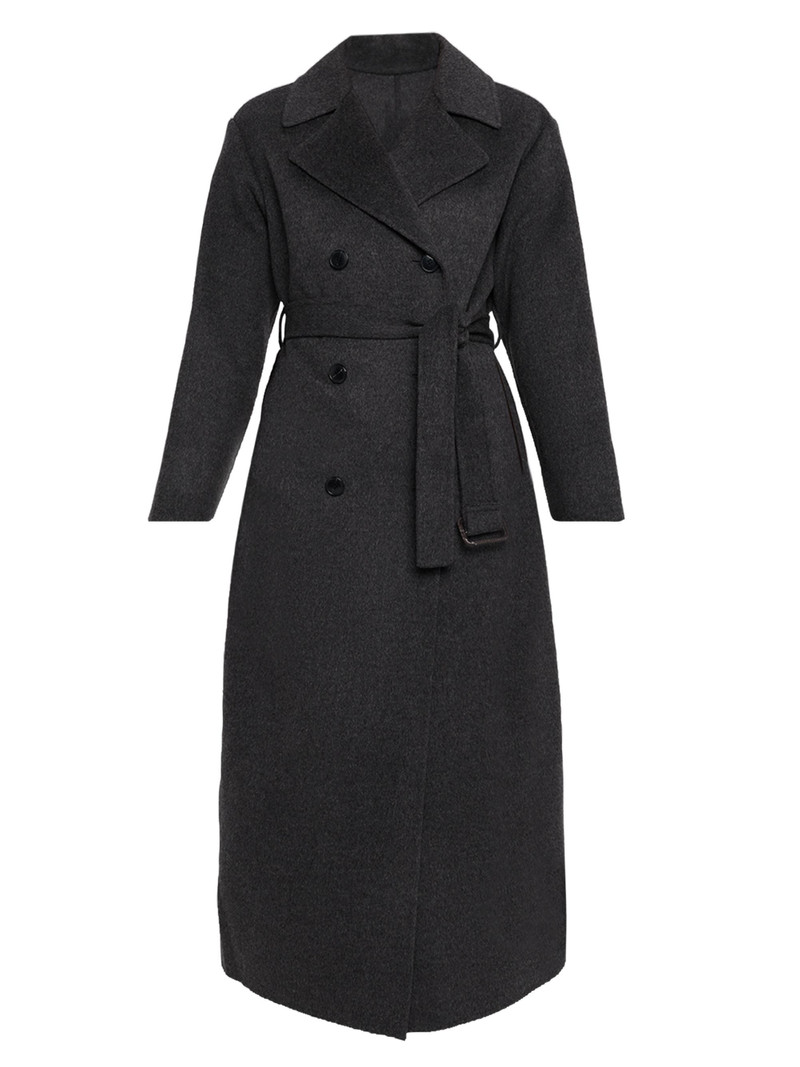 Women's Belted Wool-Cashmere Trench Coat - Gris Chine 1