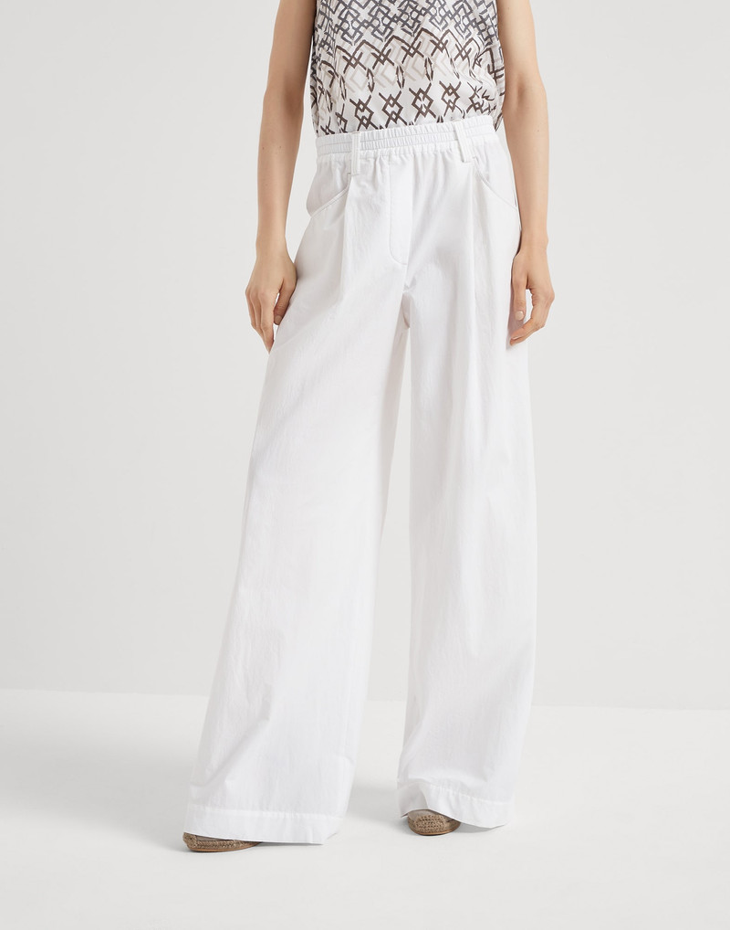 Lightweight wrinkled cotton poplin loose five-pocket trousers 1