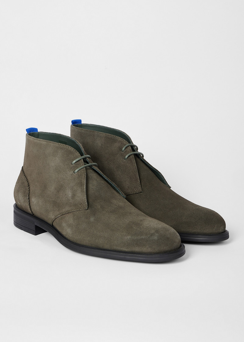 Paul Smith Dark Green Suede 'Drummond' Boots outlook