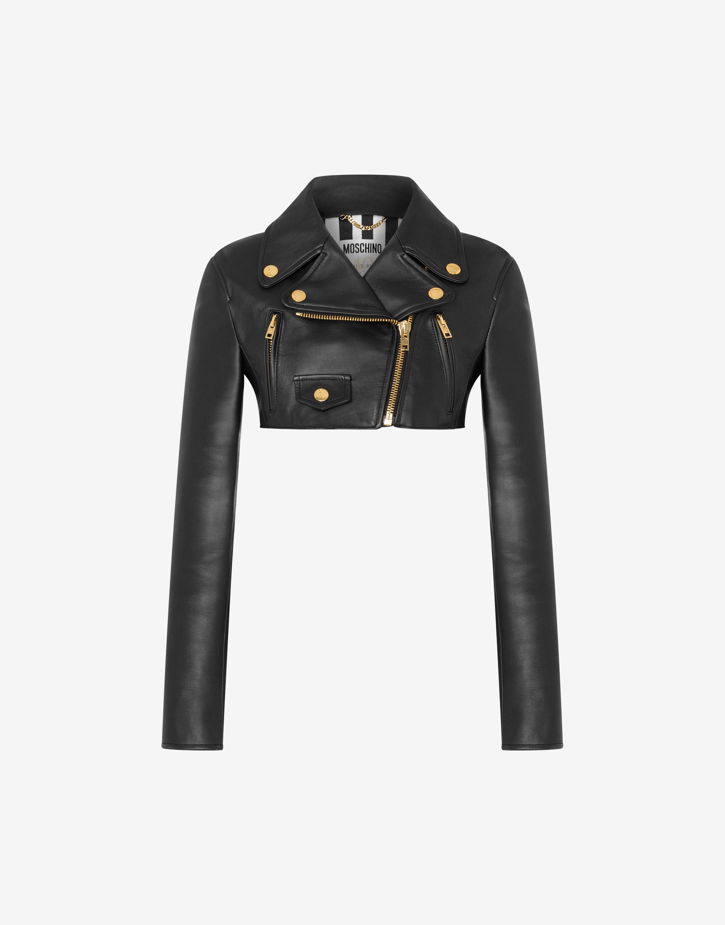 NAPPA LEATHER CROPPED BIKER JACKET - 1