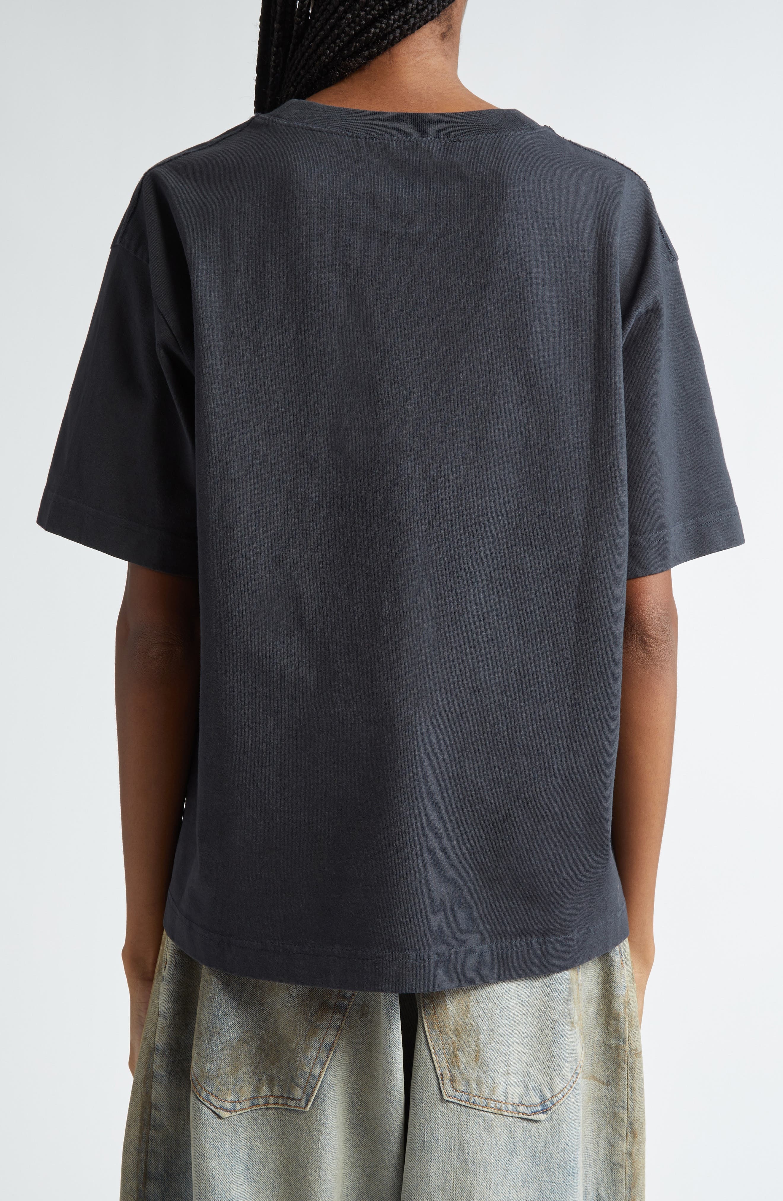 Acne Studios Edie U Stamp Logo Organic Cotton T-Shirt in Black at Nordstrom - 3