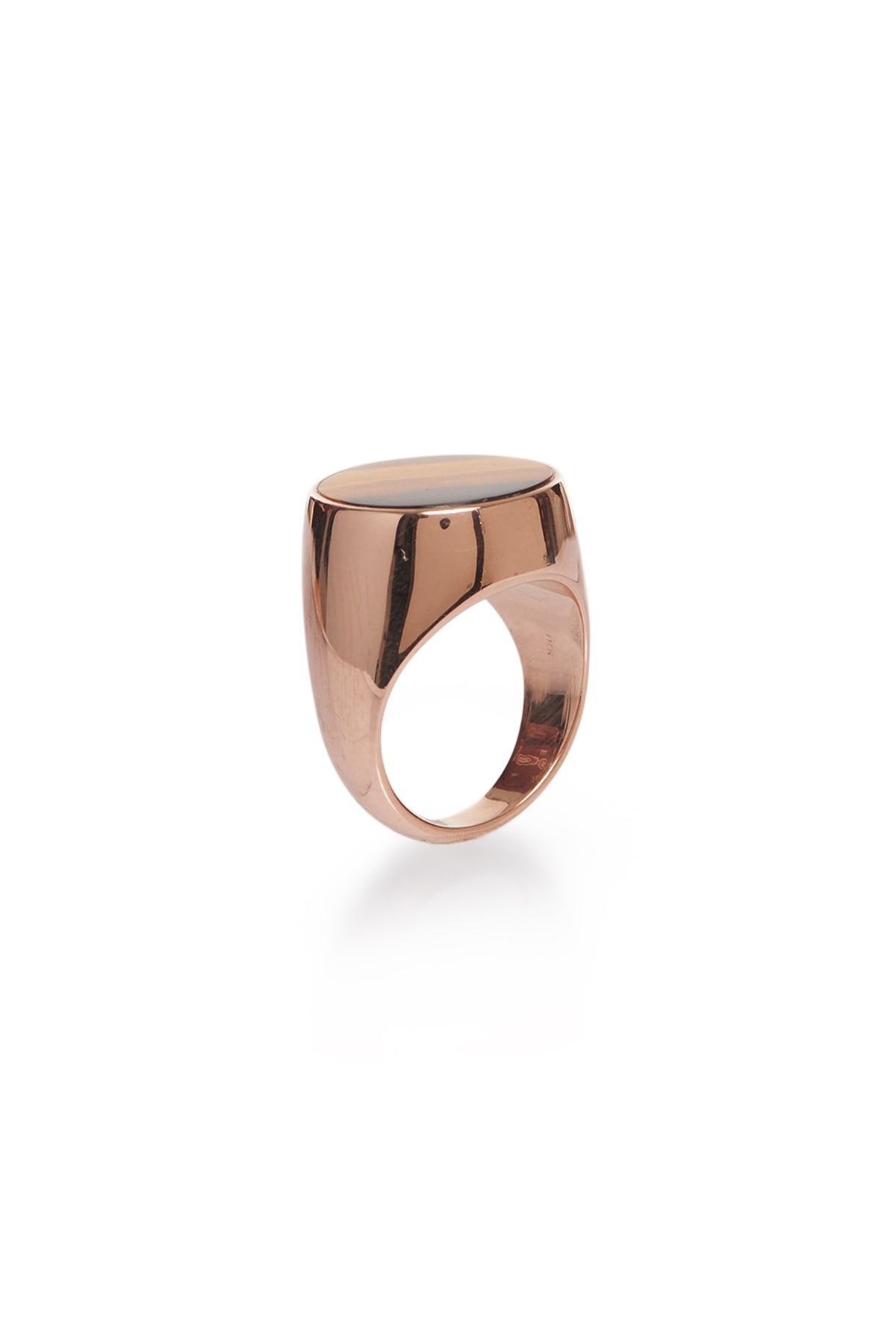 “One Ounce” Signet Ring In Rose Gold & Tiger's Eye - 3