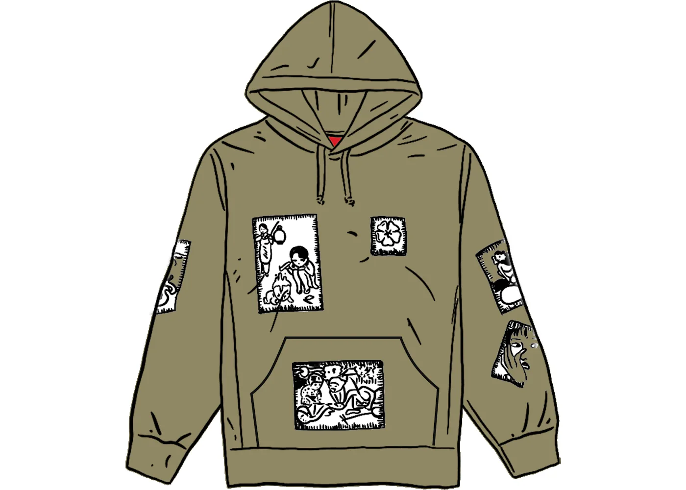 Supreme Toshio Saeki Hooded Sweatshirt Light Olive - 1