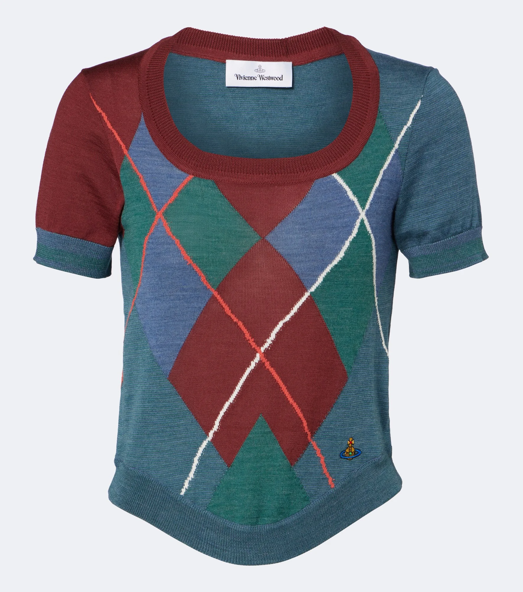 Argyle wool and cotton sweater - 1