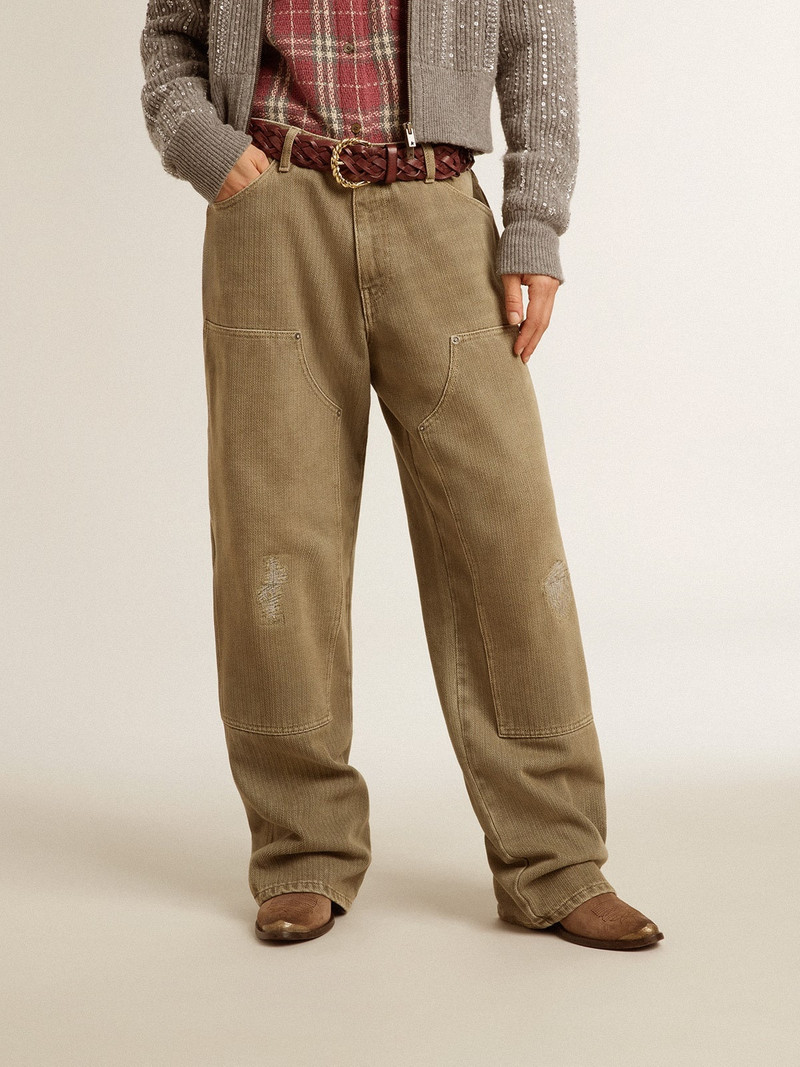 Women's distressed-effect cotton pants 3