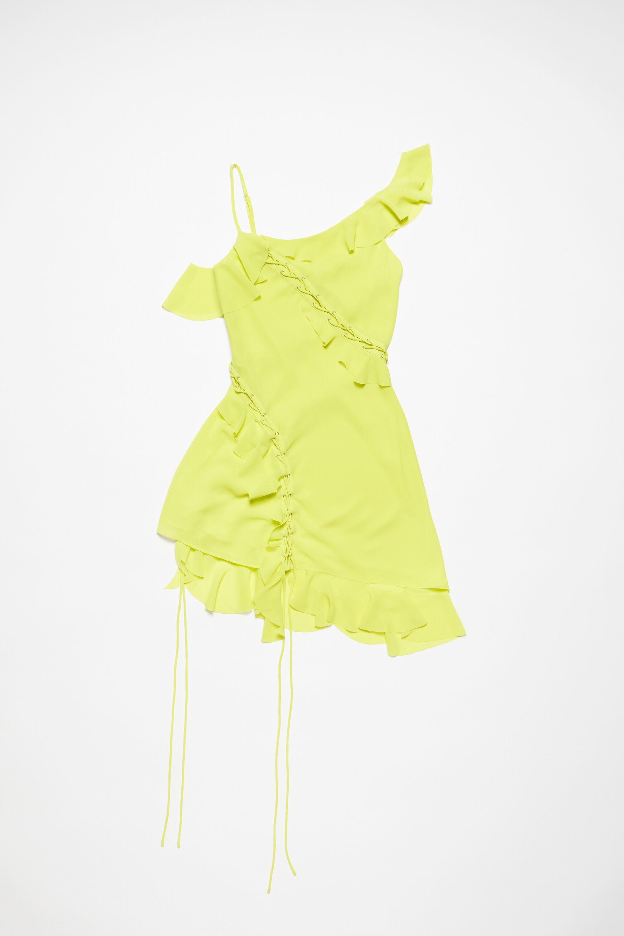 Ruffle strap dress - Acid yellow - 7