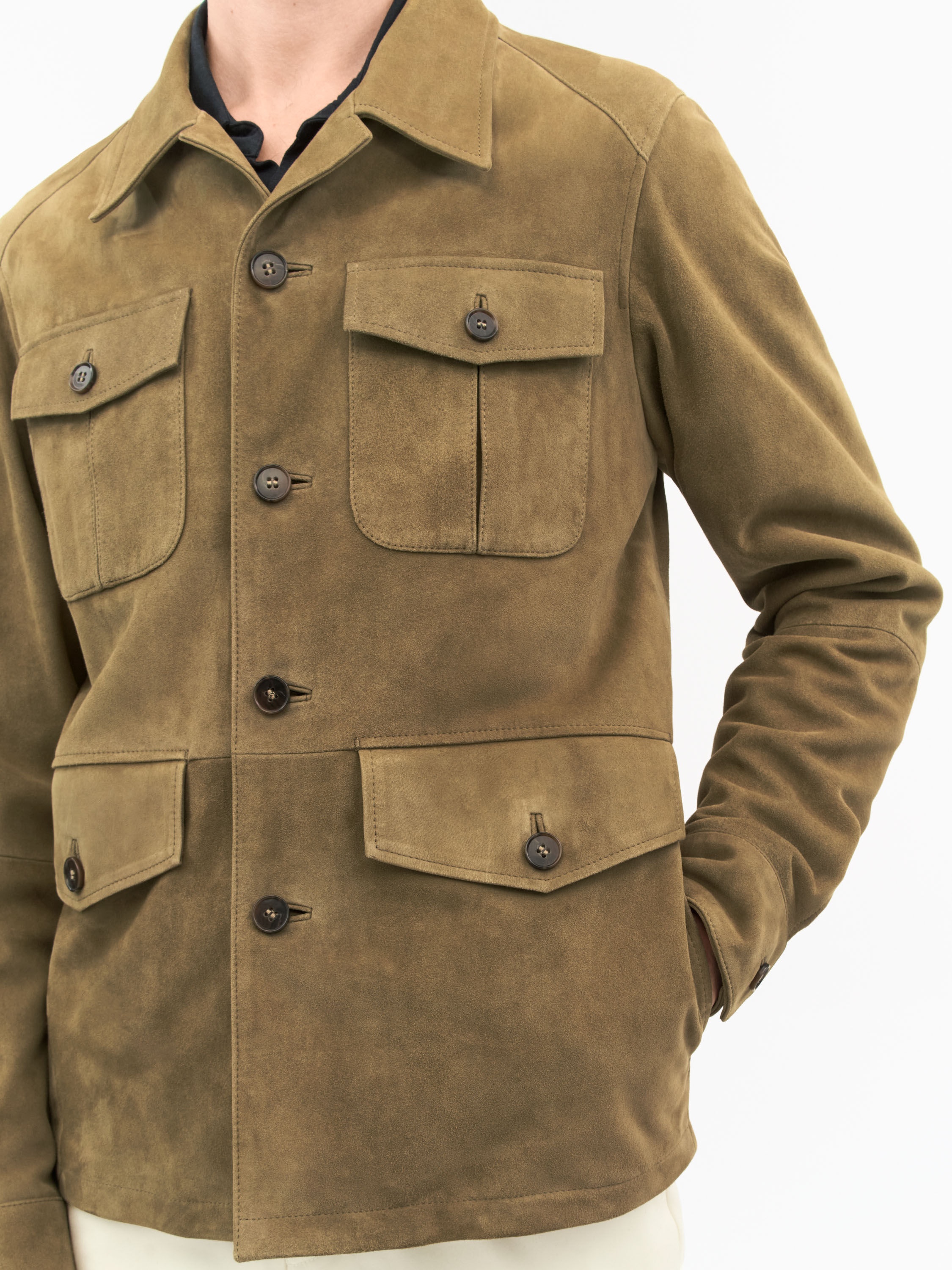 Lane Khaki Suede Jacket - 5