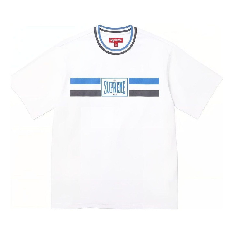 Supreme Warm Up Stripe S/S T-Shirt 'White Blue' SUP-SS24-141 - 1