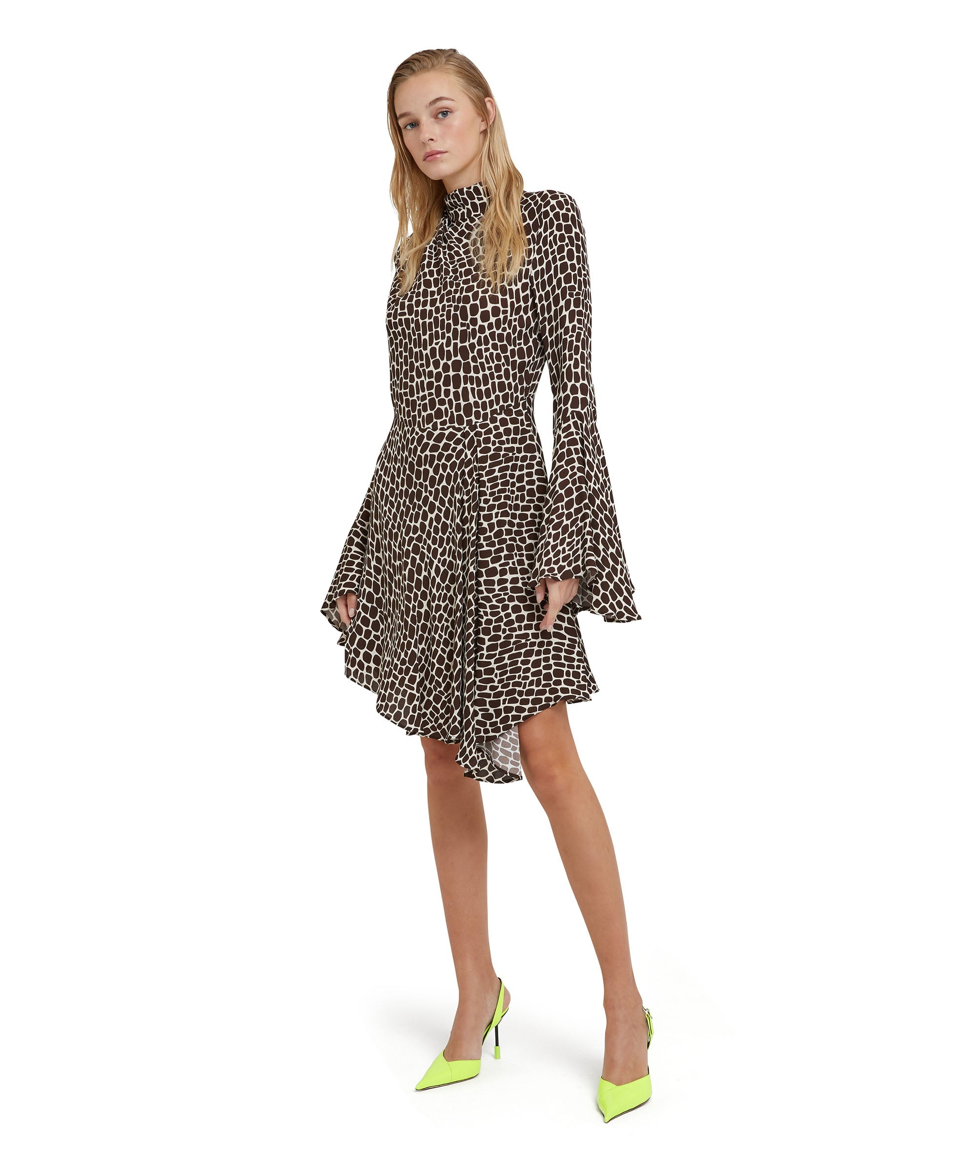 Fluid viscose dress with "optical giraffe" print - 5