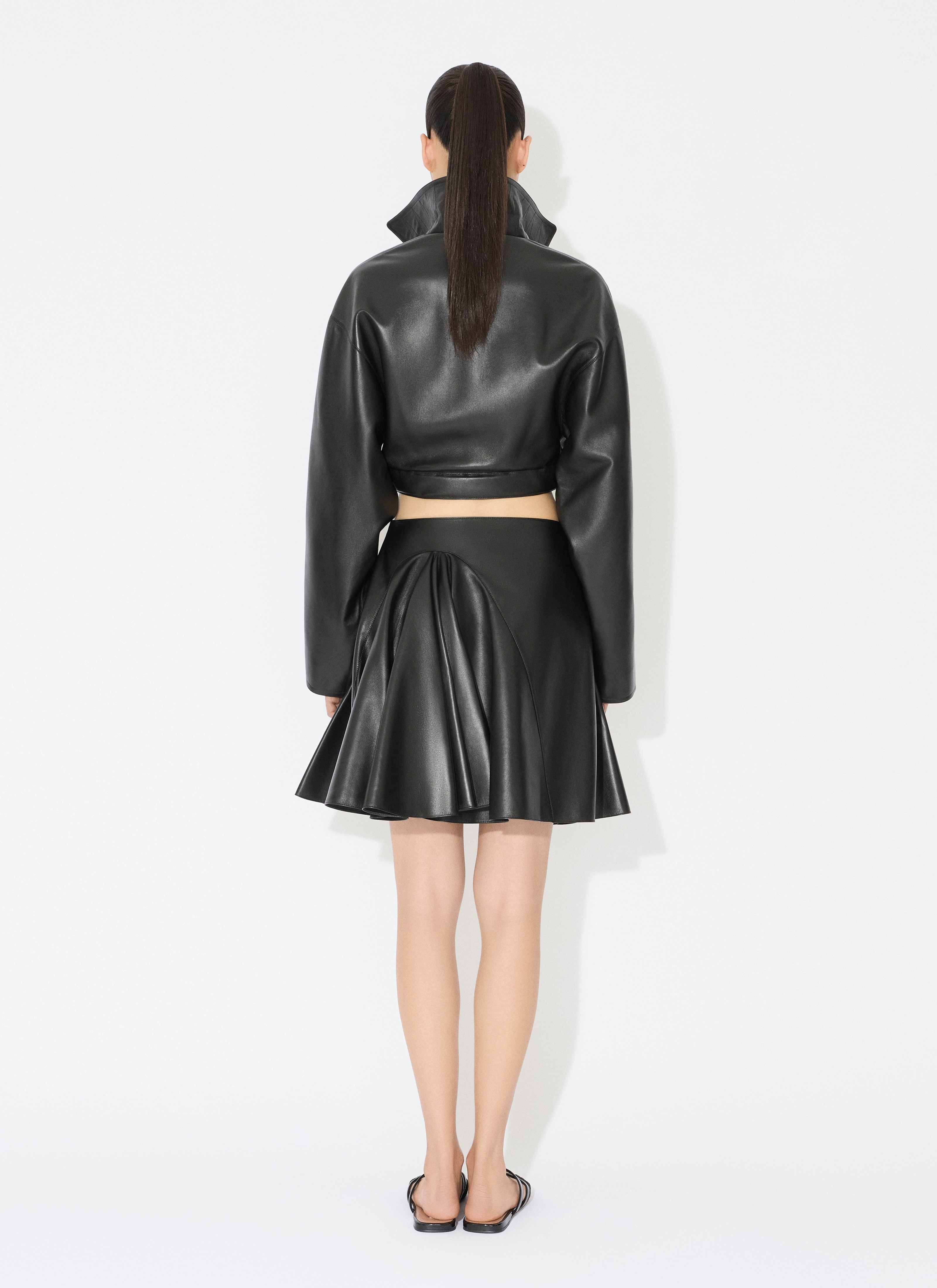 LEATHER CROPPED SPIRAL JACKET - 3