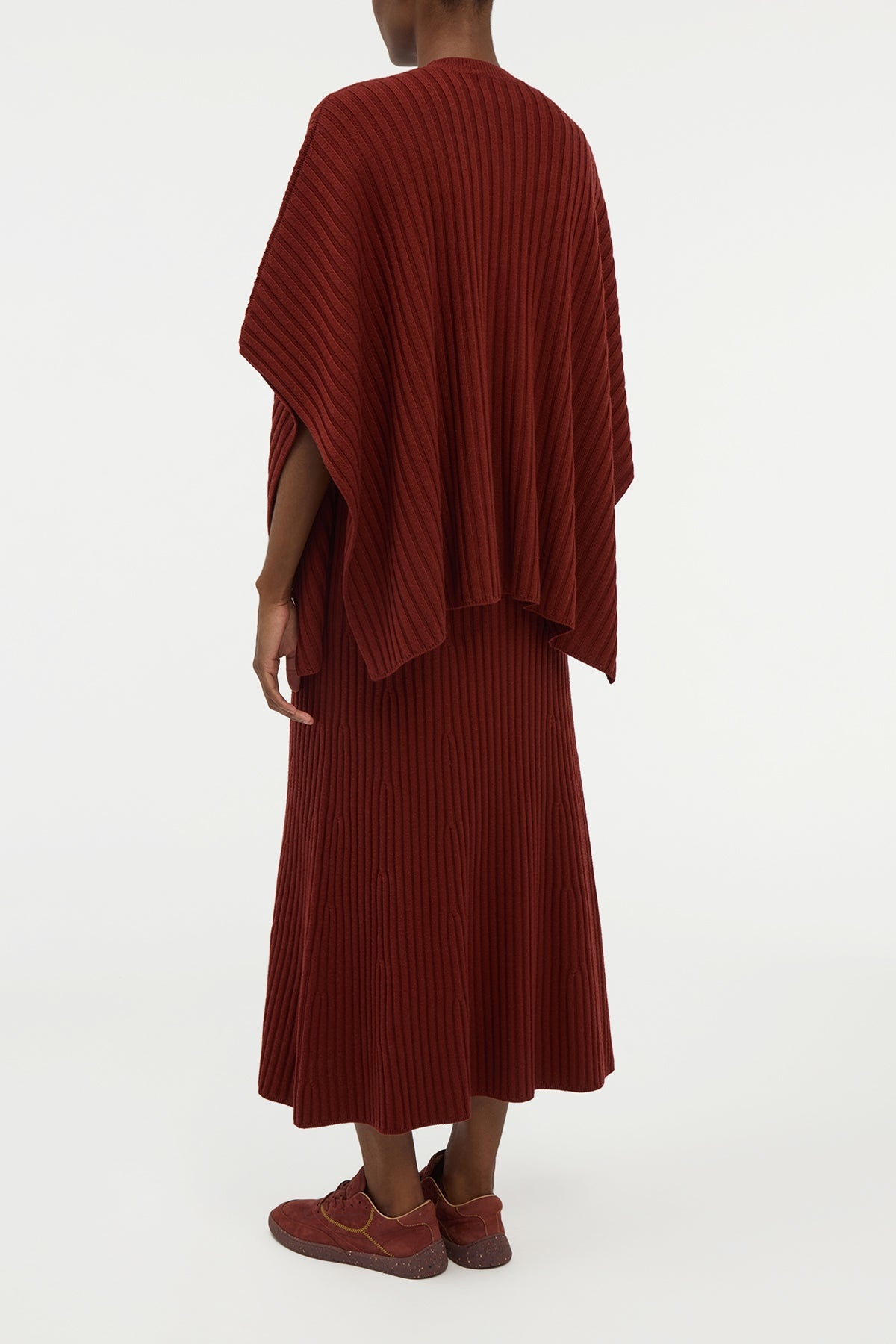 Baron Knit Cropped Poncho in Burnt Sienna Merino Wool Cashmere - 4