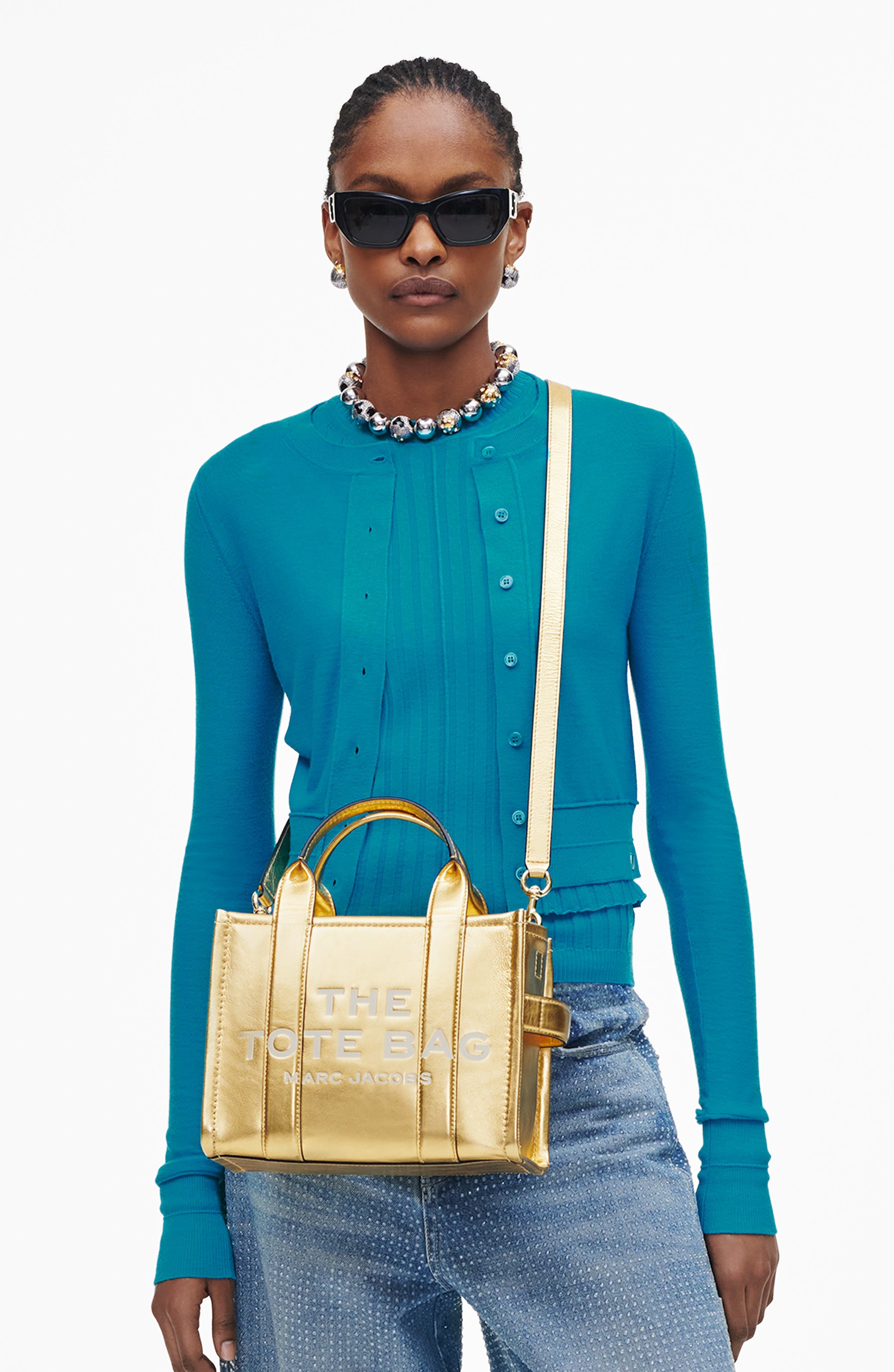 Marc Jacobs The Small Metallic Leather Tote in Gold at Nordstrom - 3