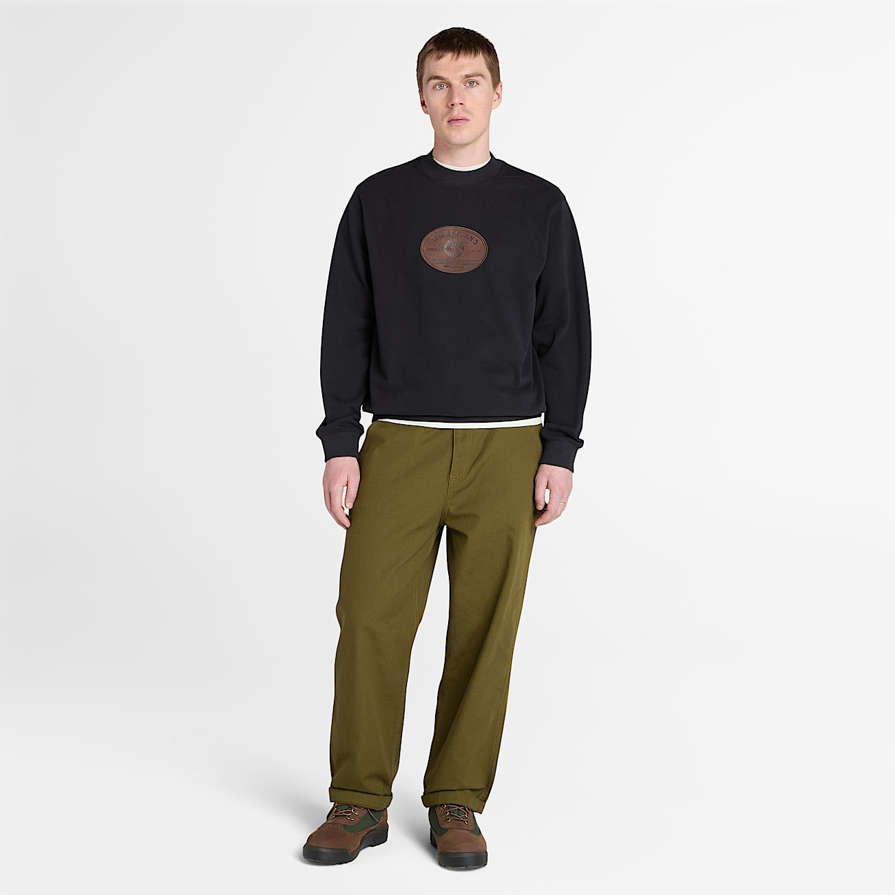 Men's Leather Badge Crewneck Sweatshirt - 3
