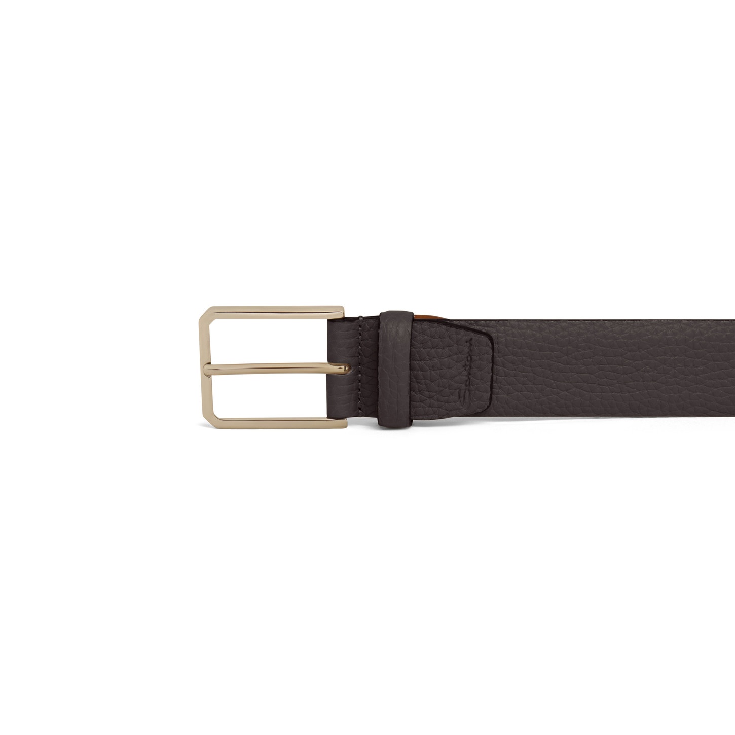 Men's dark brown tumbled leather adjustable belt - 3