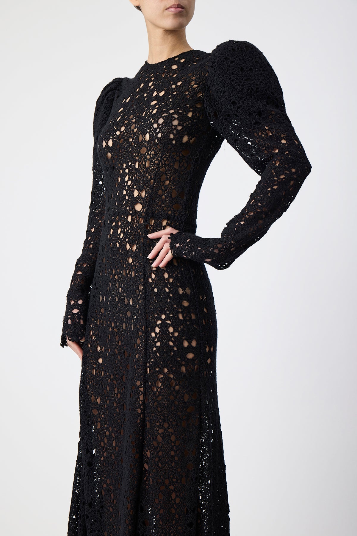 Lana Dress in Black Cashmere Lace - 7