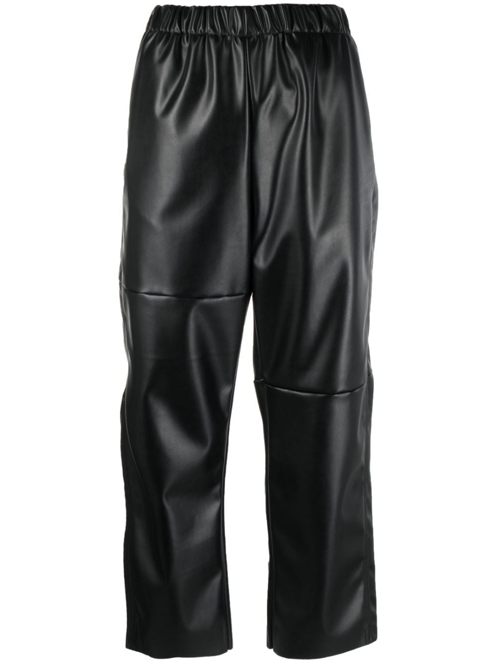 elasticated-waistband faux-leather trousers - 1