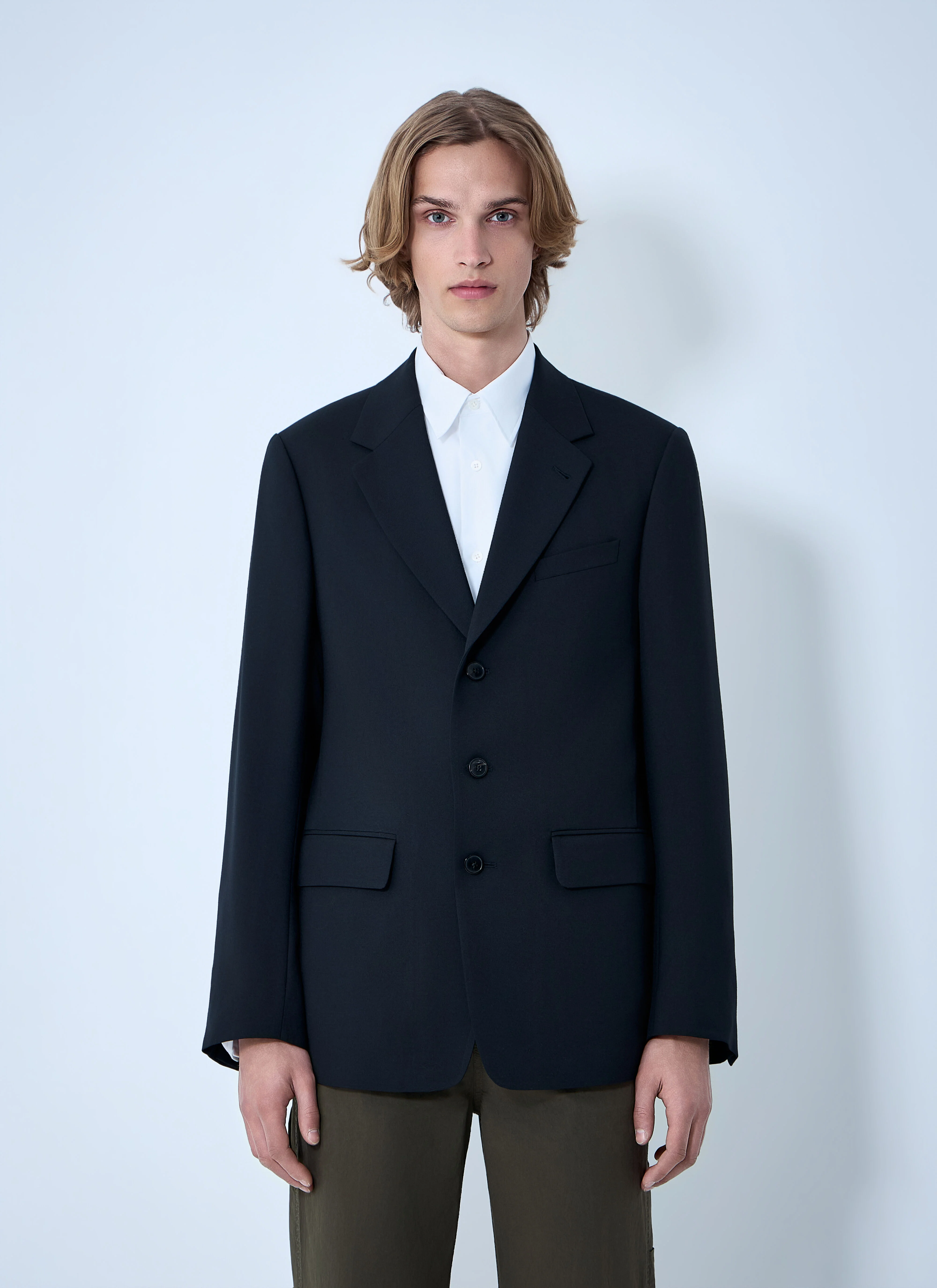 Single-Breasted Wool Blazer - 1