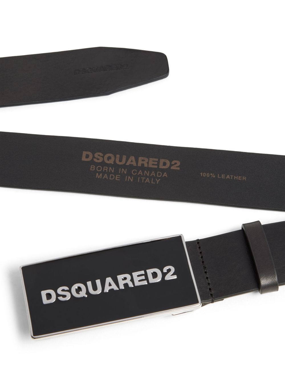 logo-plaque leather belt - 2