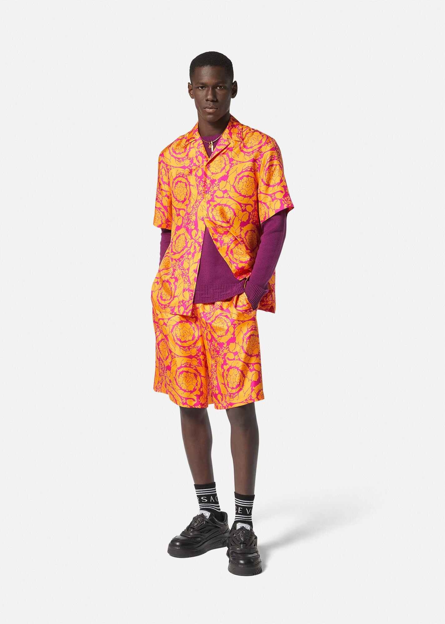 Barocco Silhouette Silk Shorts - 2