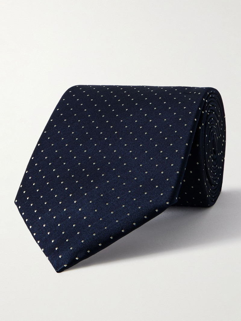 8cm Polka-Dot Silk-Satin Tie Navy 1