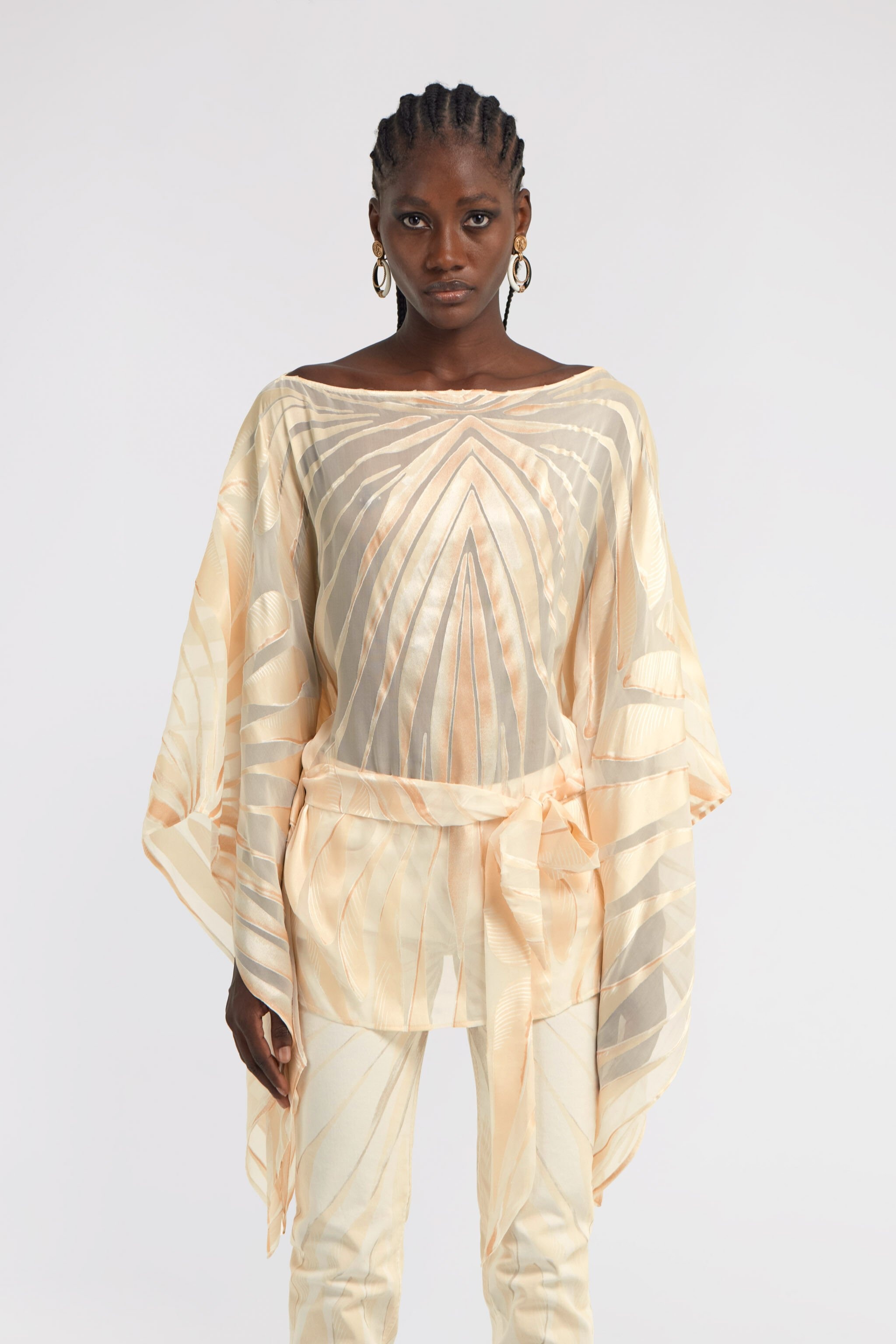 Ray Of Gold Print Satin Caftan - 3