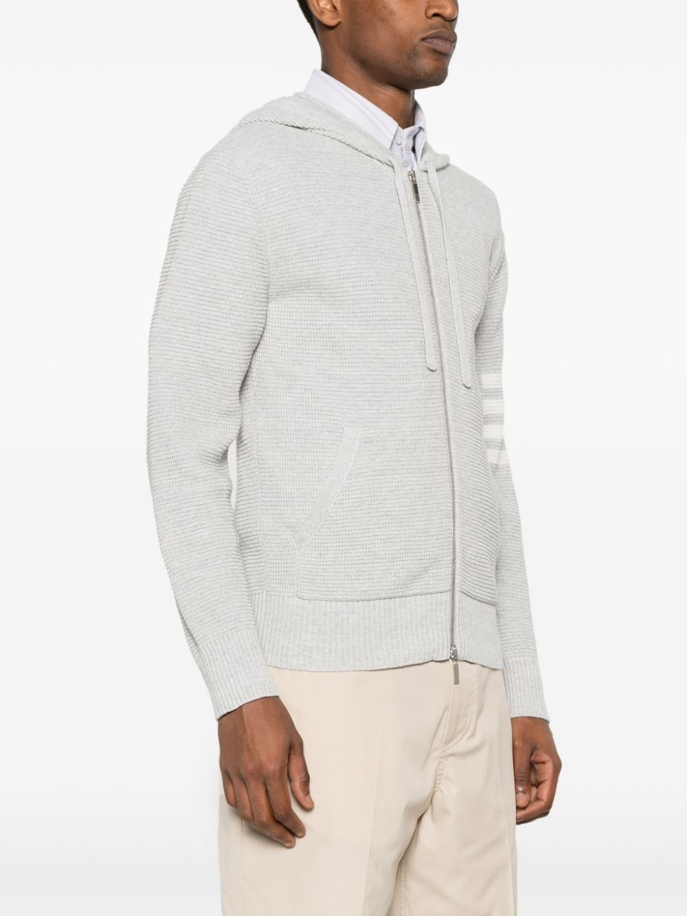 waffle-knit zip-up hoodie - 3