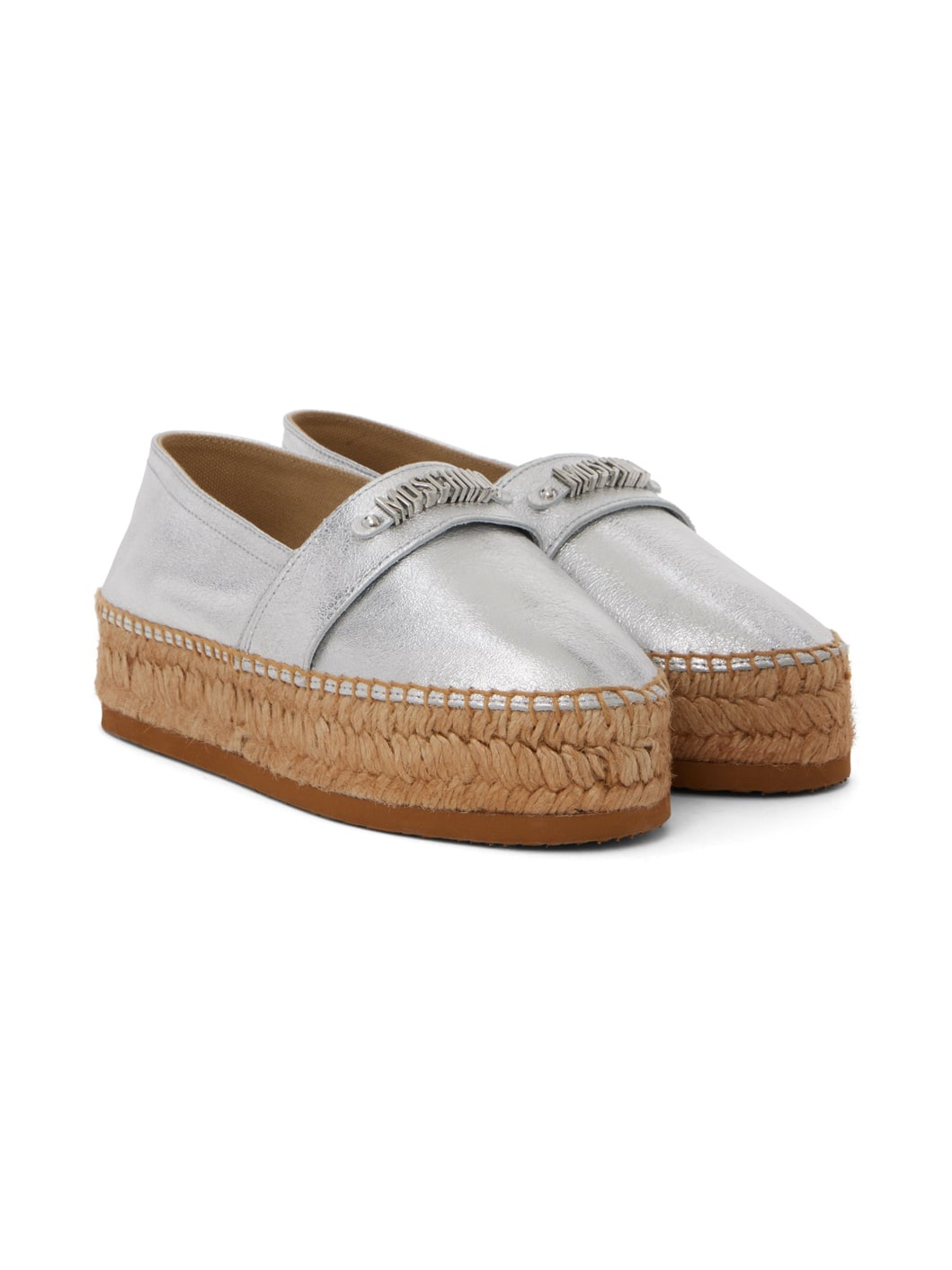 Silver Mini Lettering Laminated Espadrilles - 4