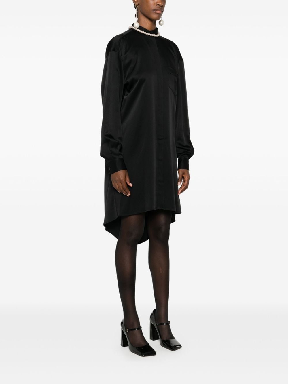 faux-pearl shirt dress - 4
