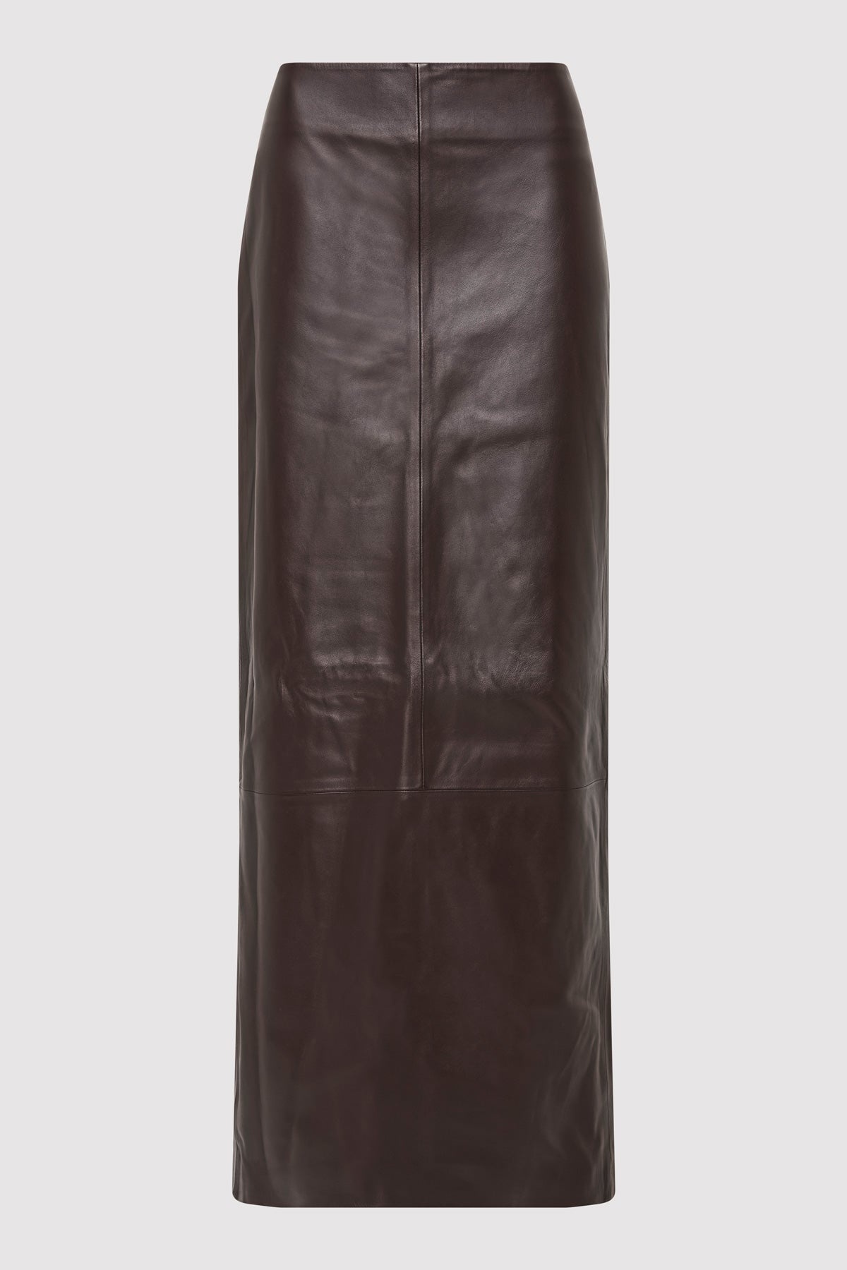 Leather Column Skirt - Chocolate - 1
