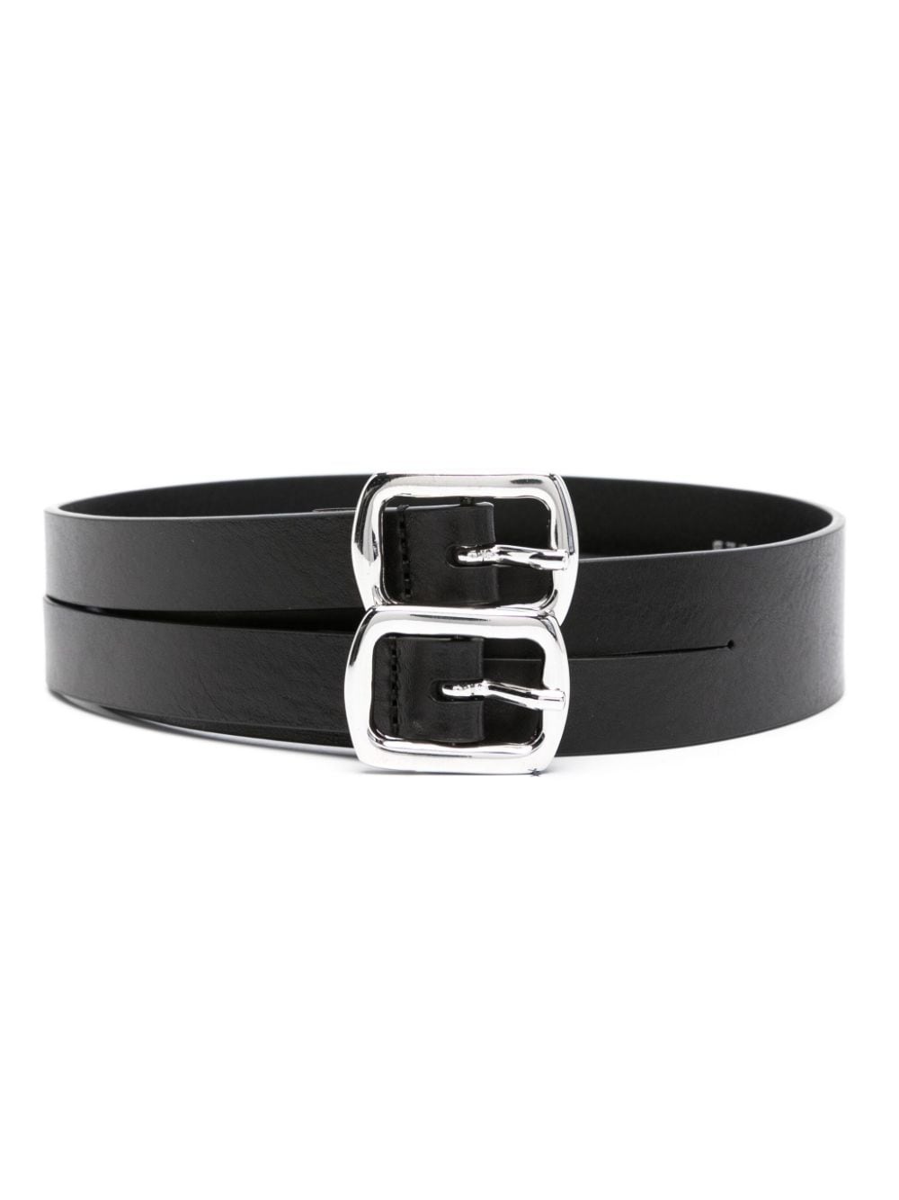 double-buckle leather belt - 1