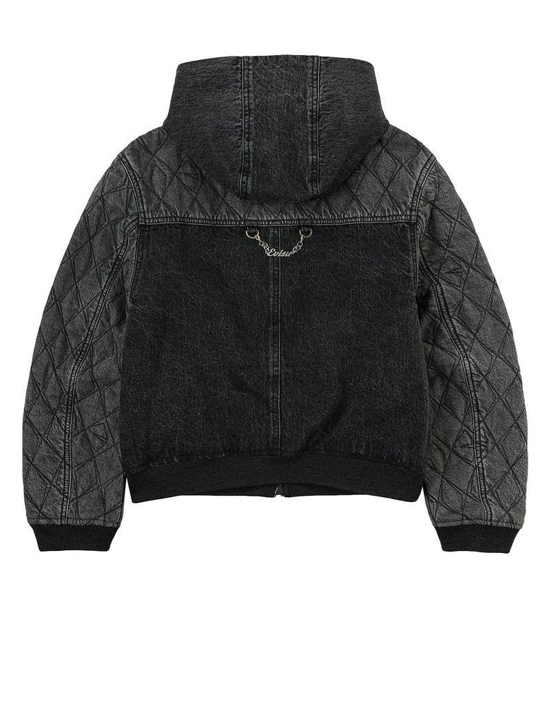 EVISU Seagull Embroidery Fashion Fit Hooded Padded Denim Jacket outlook