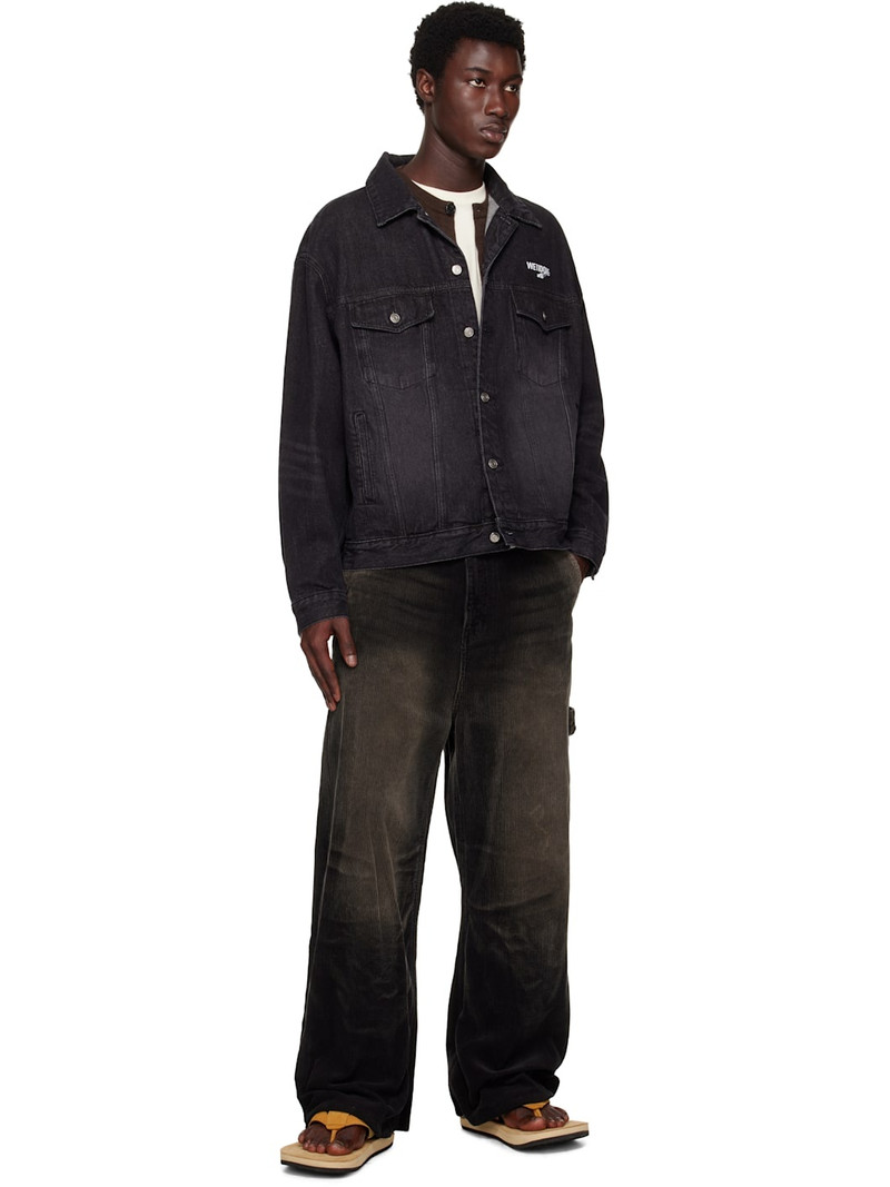 We11done Black '1506' Logo Loose-Fit Trucker Denim Jacket outlook