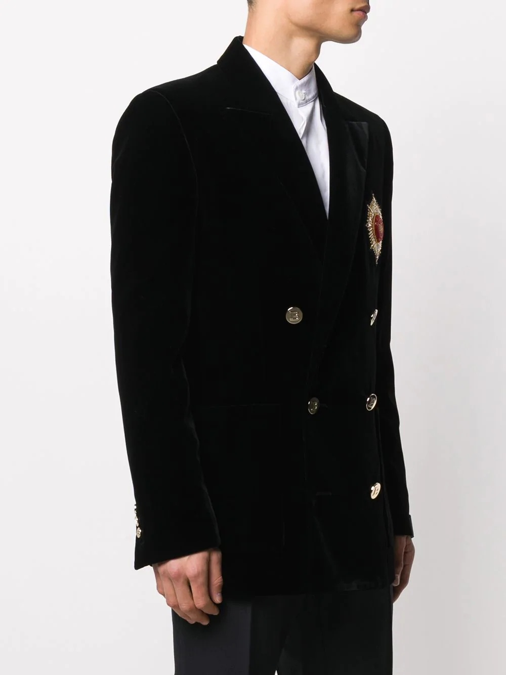 logo patch double-breasted blazer - 3