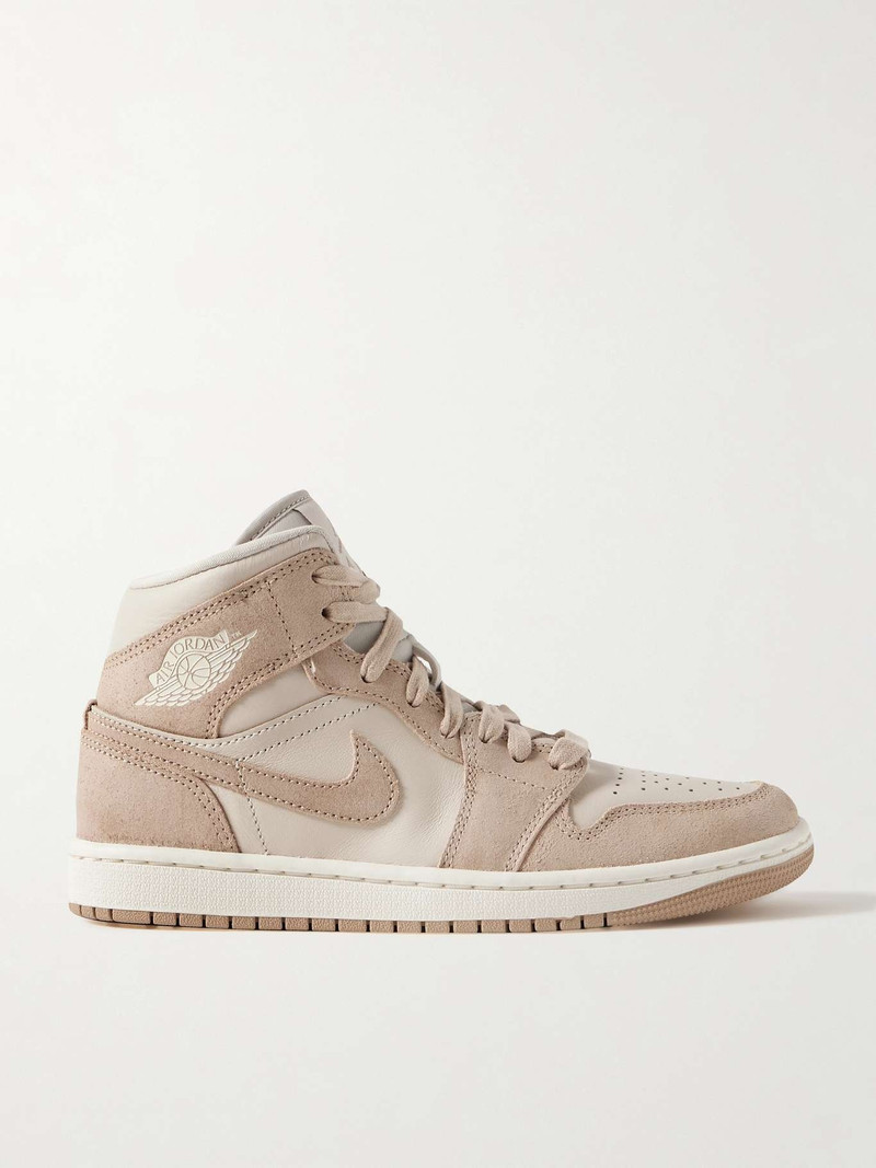 Air Jordan 1 Mid SE washed-suede and leather sneakers - 1