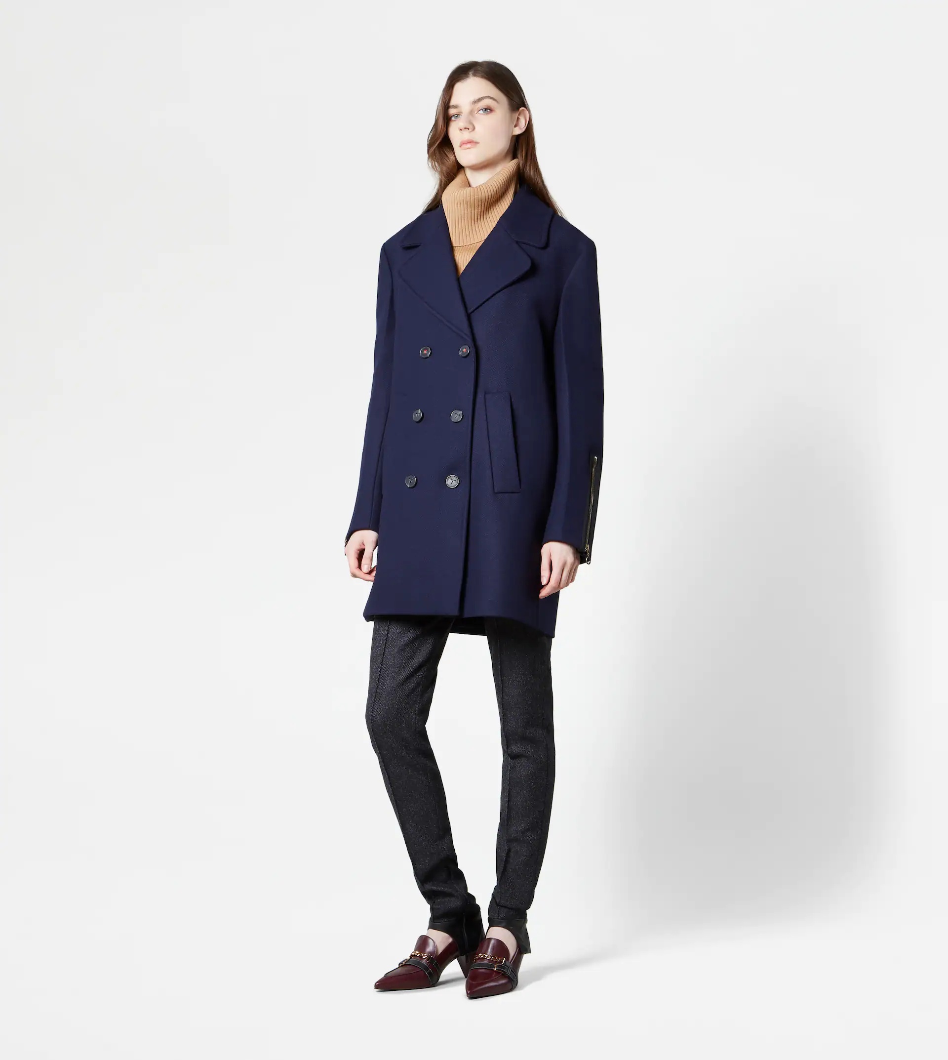 WOOL BLEND PEACOAT - BLUE - 2