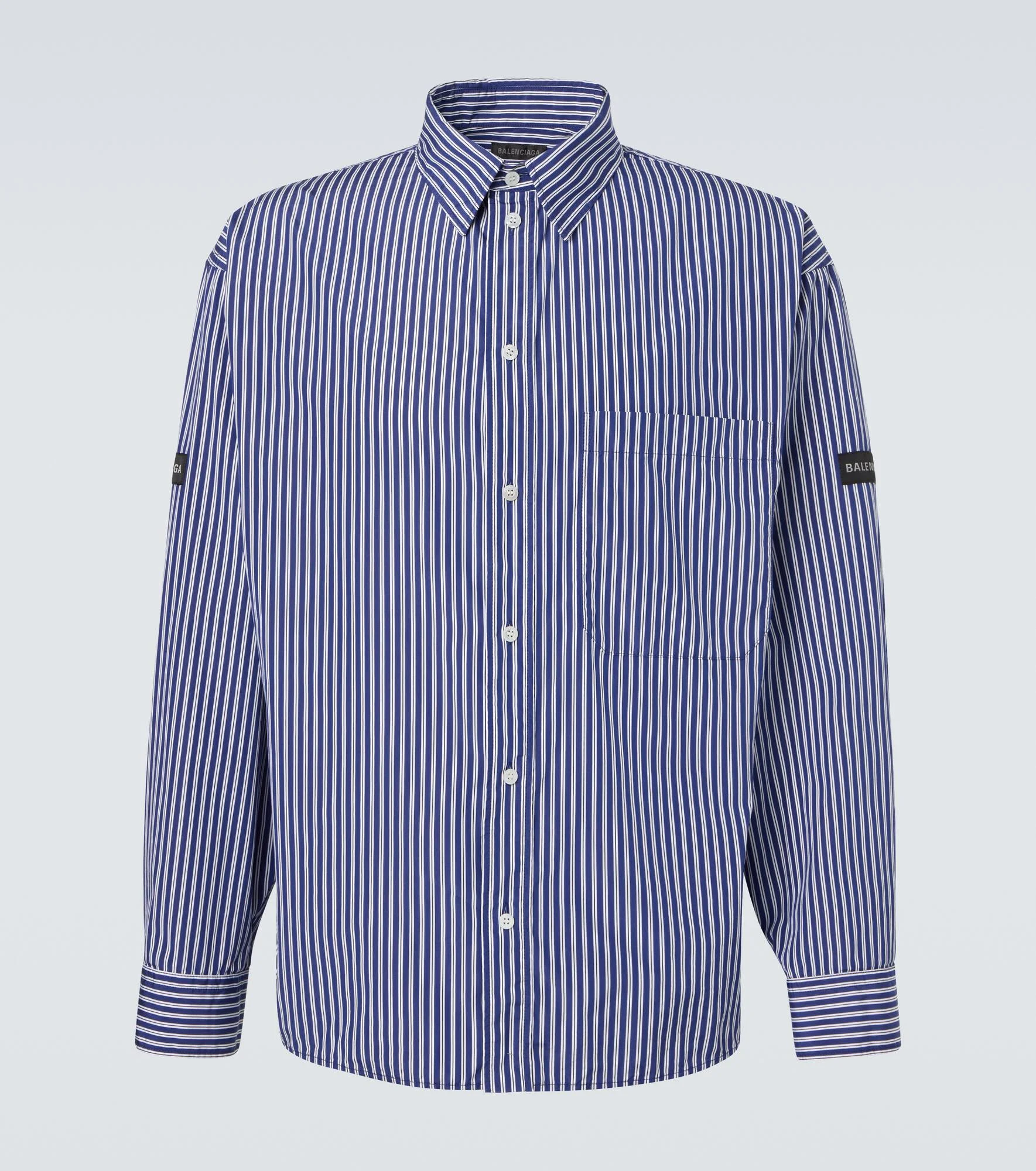 Striped cotton-blend poplin shirt - 1