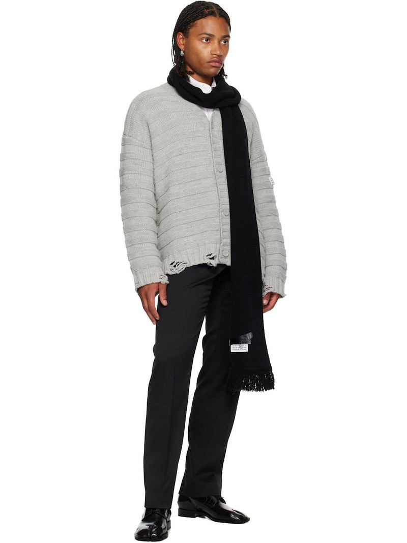 MM6 Maison Margiela Black Taped Label Wool Scarf outlook
