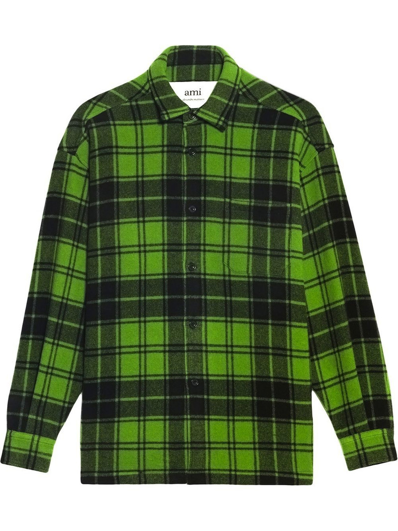 logo-print plaid-patterned shirt 1