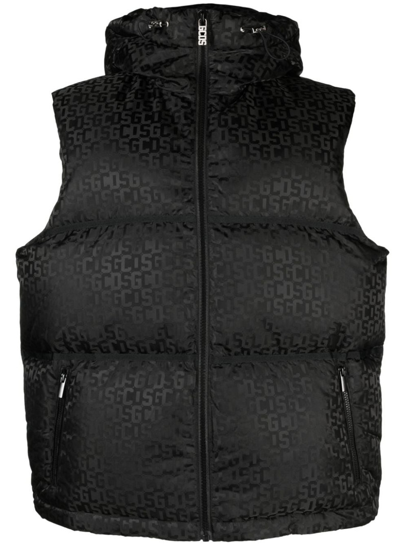 logo-monogrammed hodded gilet 1
