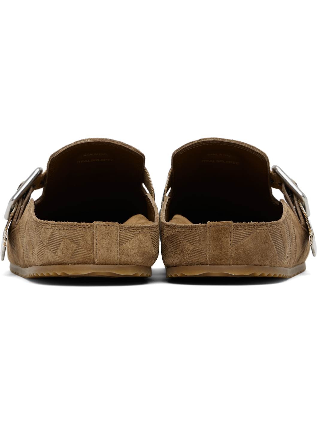 Brown Check Suede Urchin Clogs - 2