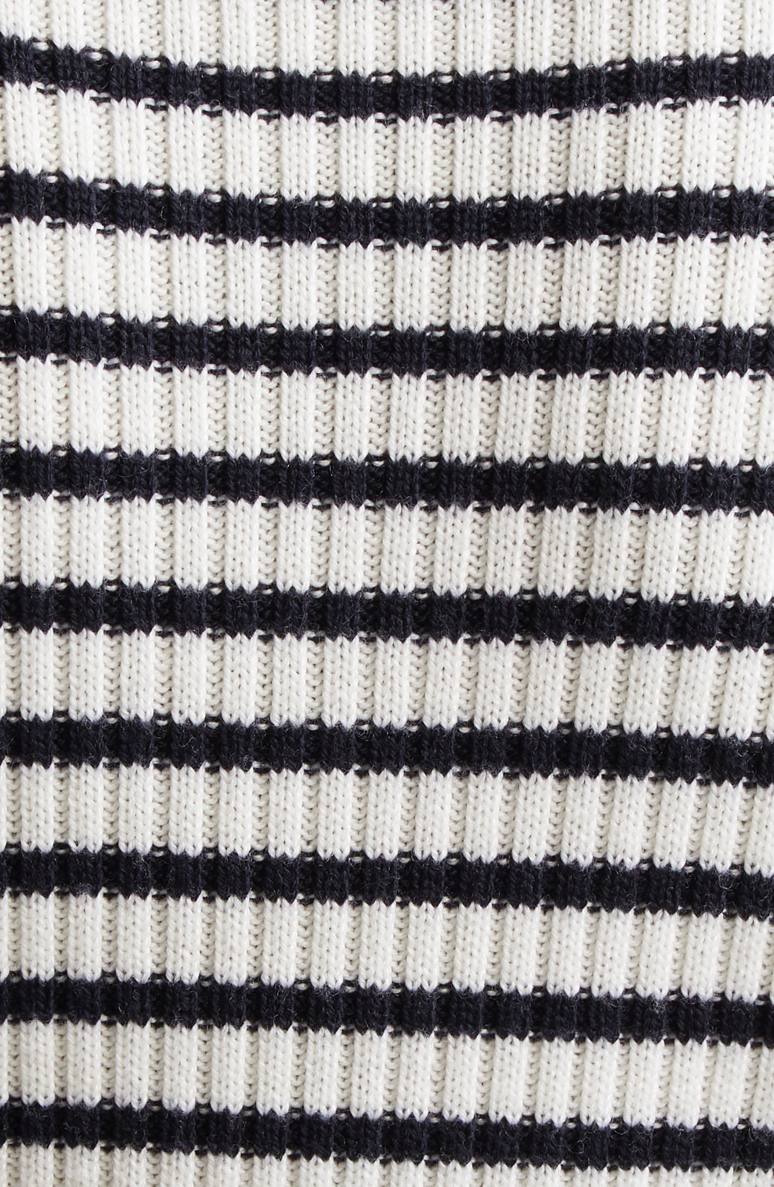 Max Mara Lari Button Detail Stripe Virgin Wool Rib Sweater in White at Nordstrom - 6