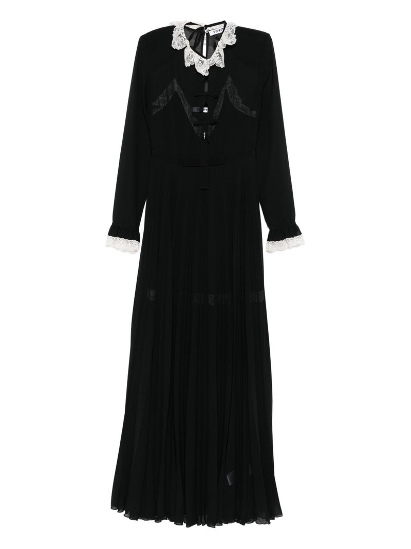 lace-trimmed pleated maxi dress 1