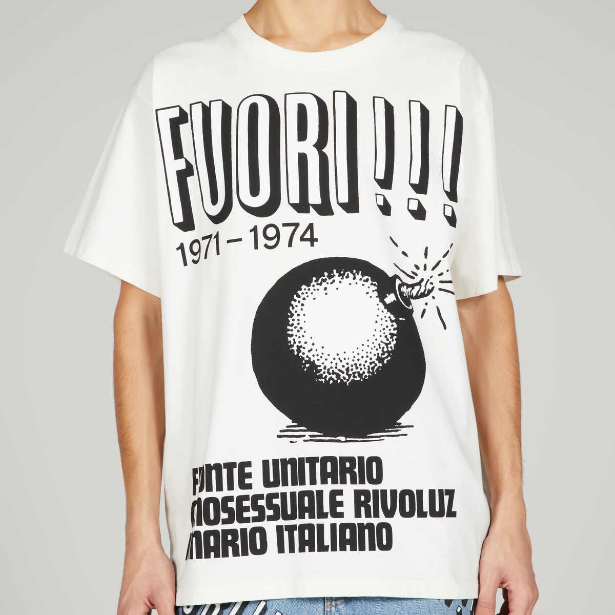 Cotton jersey T-shirt with Fuori!!! print - 3