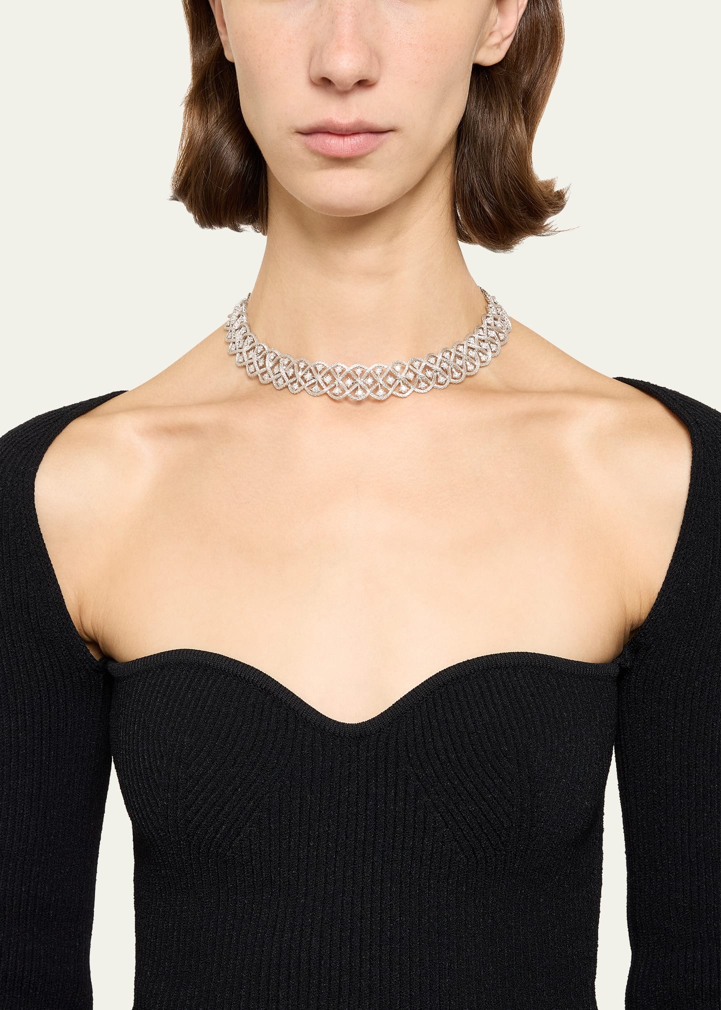 Etoilee 18K White Gold Diamond Collar - 2