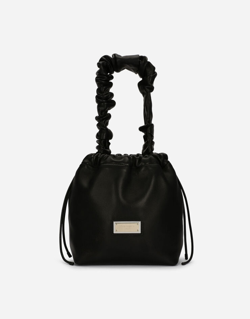 Nappa leather Soft bucket bag with branded tag 1